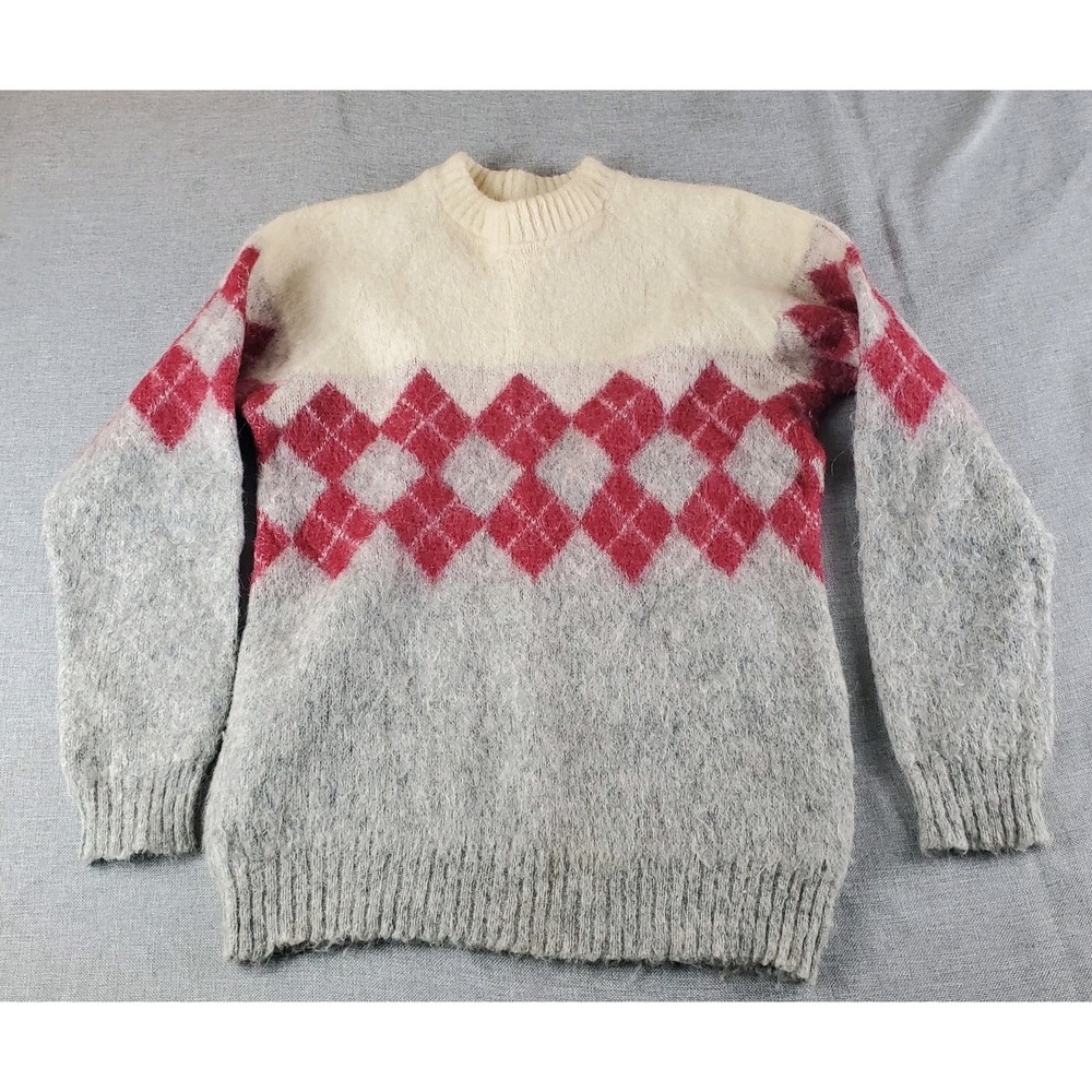 Samband Of Island Sweater Womens S Ivory Wool Fair Isle Long Sleeve Grannycore
